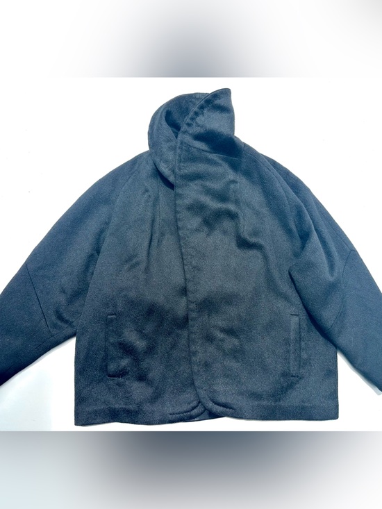 Jackets & Blazers - Vintage Cashmere Minimalist Women's Black Short Coat Jacket, Shawl Collar, S-M-L